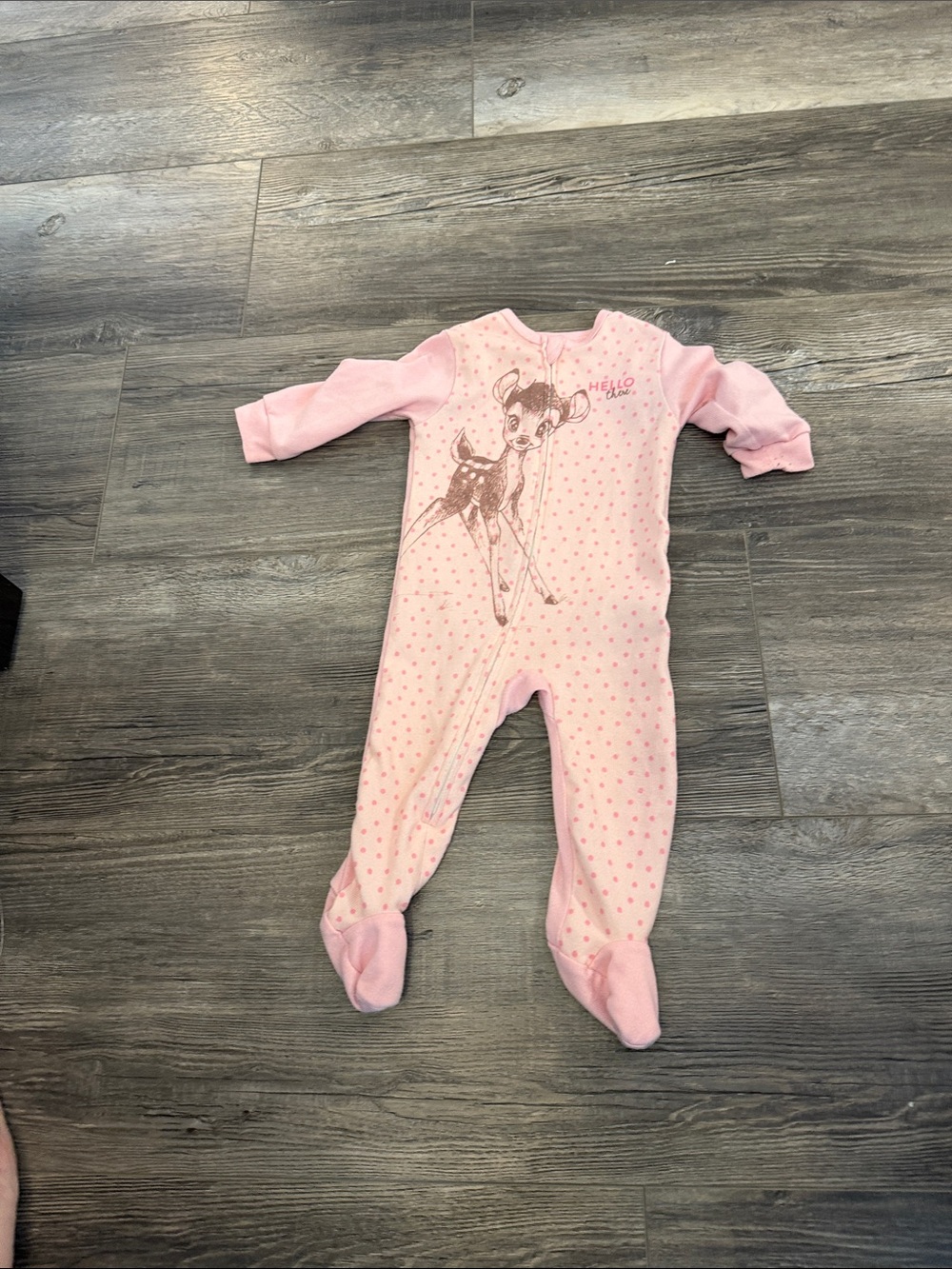 Disney Pink Baby One-Piece Footed Pajamas with Deer Print